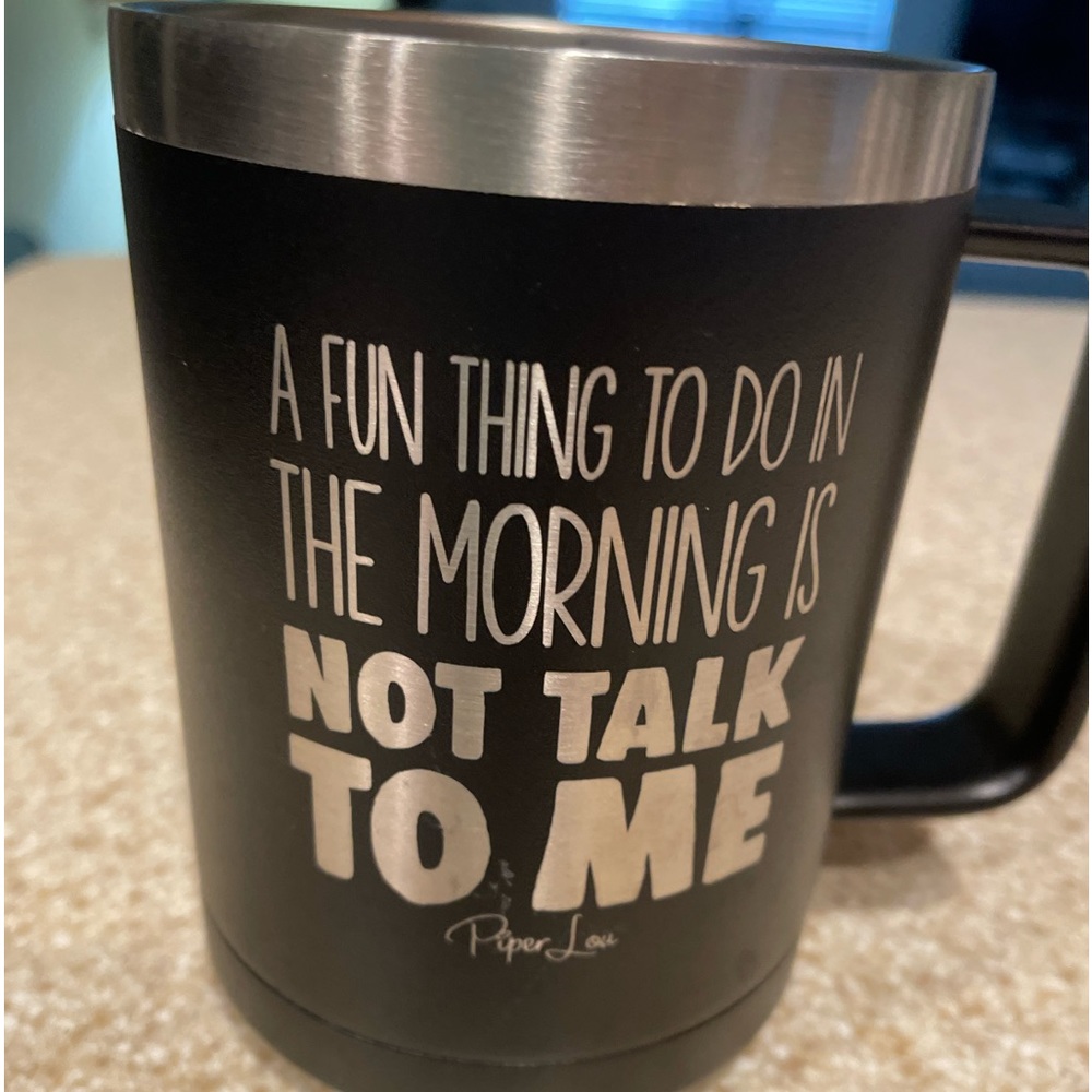 Polar Camel insulated coffee mug, New W/O tag, black and silver. I need coffee!